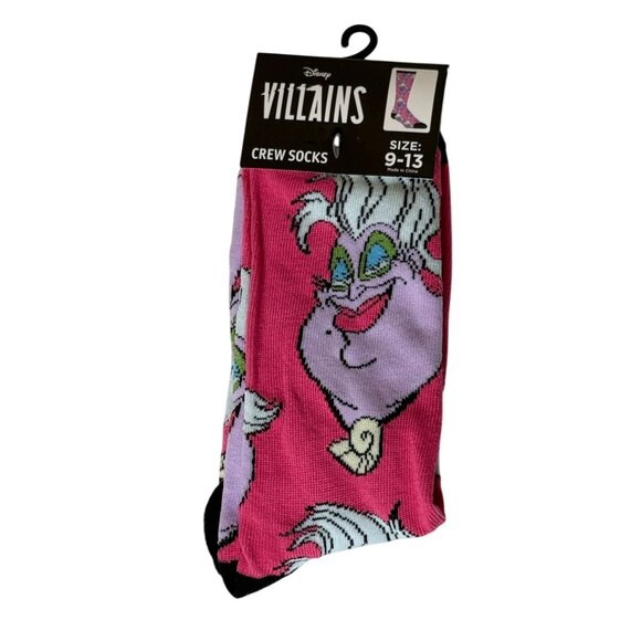 Disney Villains Ursula Little Mermaid Pink Crew Socks Size 9-13 NWT - Picture 1 of 2